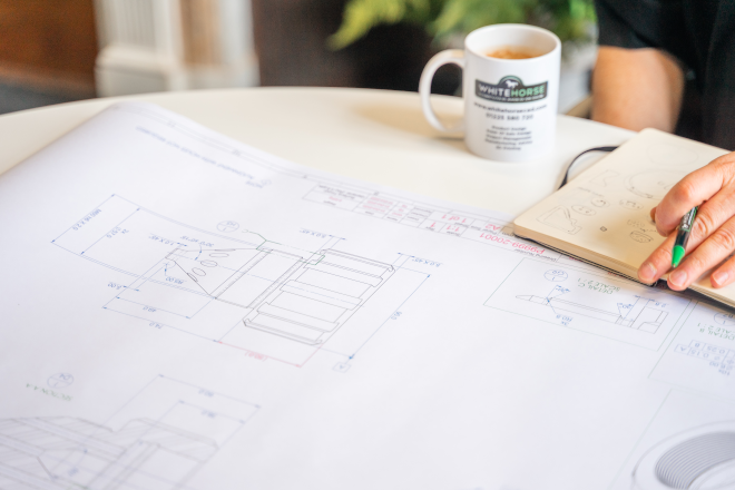 Photo of CAD Drawing and Coffee